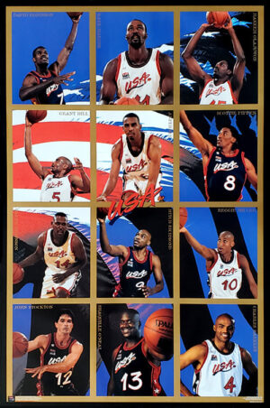 USA Basketball Players 12-Panel Collage Poster