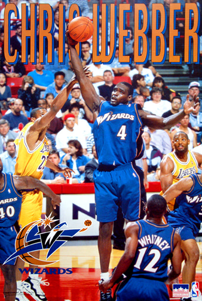 Chris Webber Basketball Action Poster – Wizards vs Lakers