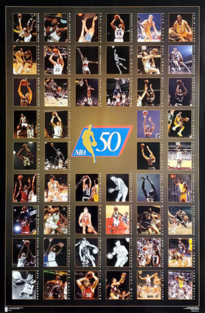 NBA 50 Basketball Legends Action Photo Collage Poster