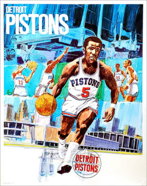 Detroit Pistons Basketball Player Illustrated Poster