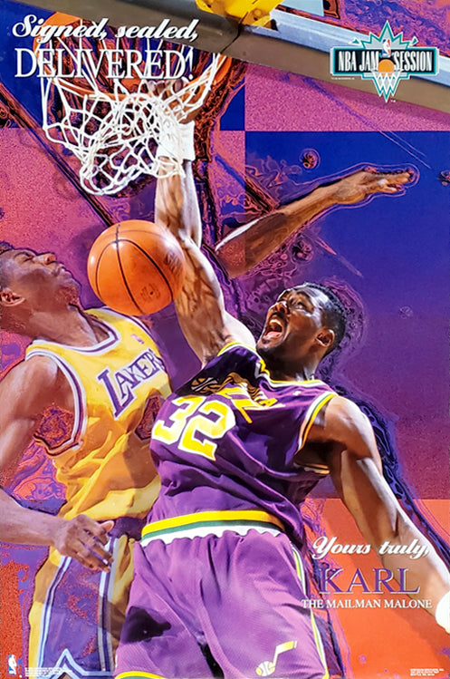 Karl Malone Basketball Slam Dunk Poster-Style Wall Art
