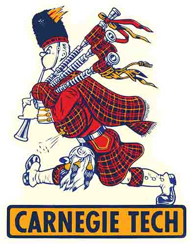 Carnegie Tech Scottish Bagpiper Vintage-Style Sign