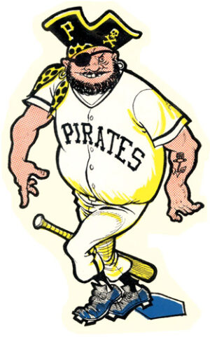 Cartoon Pirate Baseball Player Illustration