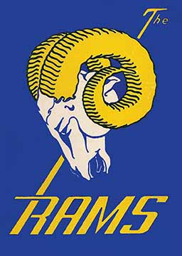 Yellow Ram Head “RAMS” Graphic Print on Blue