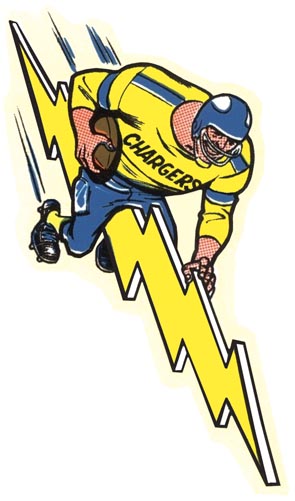 Football Player Lightning Bolt Chargers Graphic Wall Art