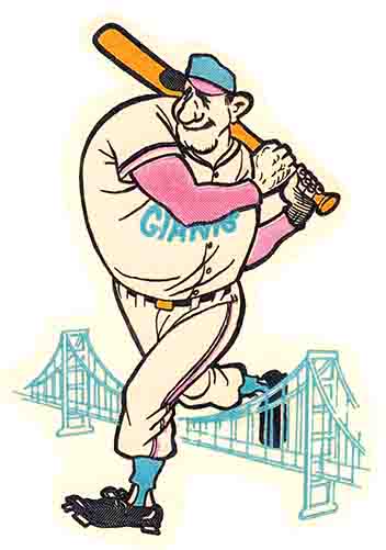 Cartoon Baseball Player with Bat and Bridge Illustration