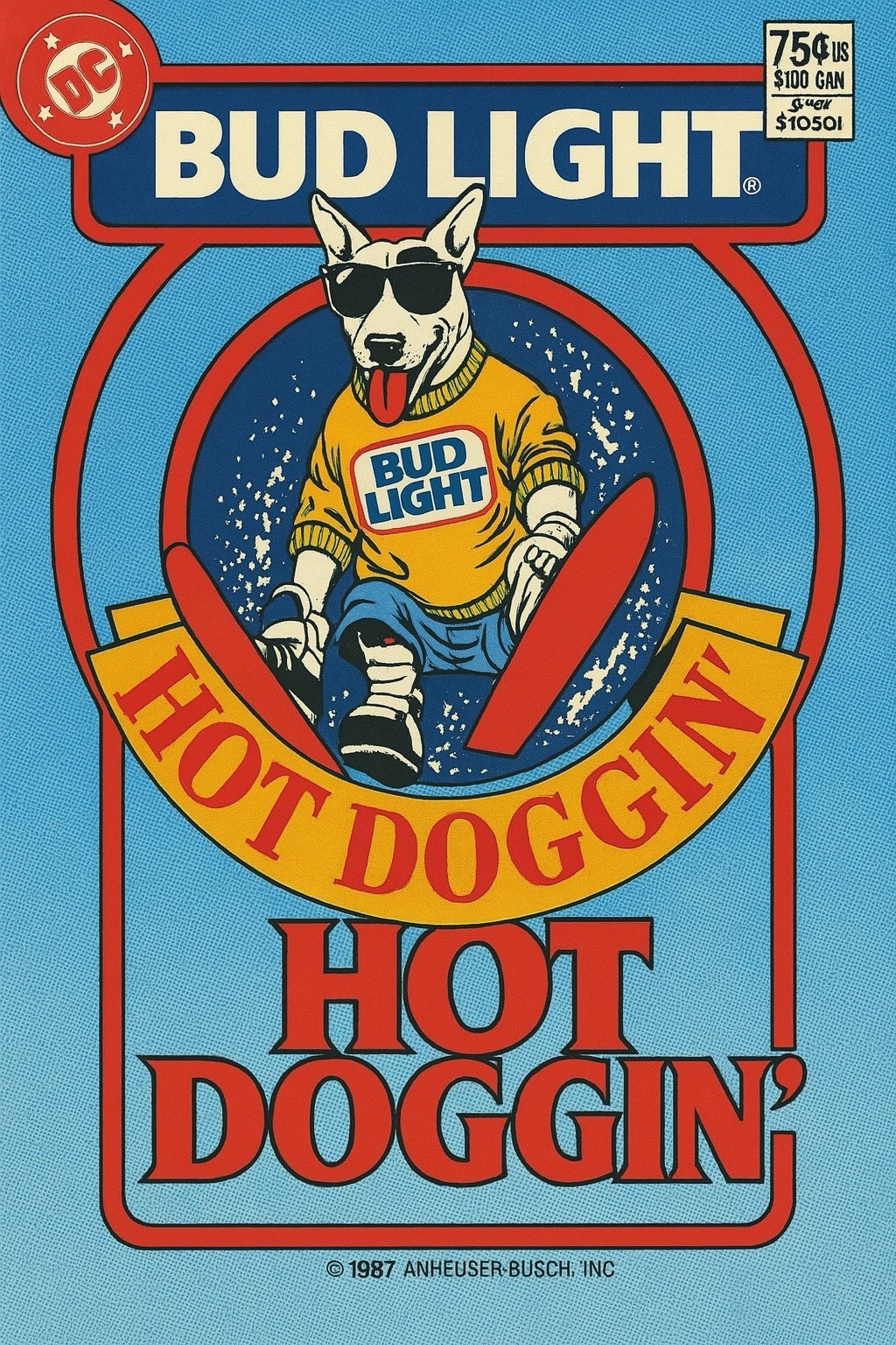 Bud Light Hot Doggin’ Retro Dog Printed Wall Art