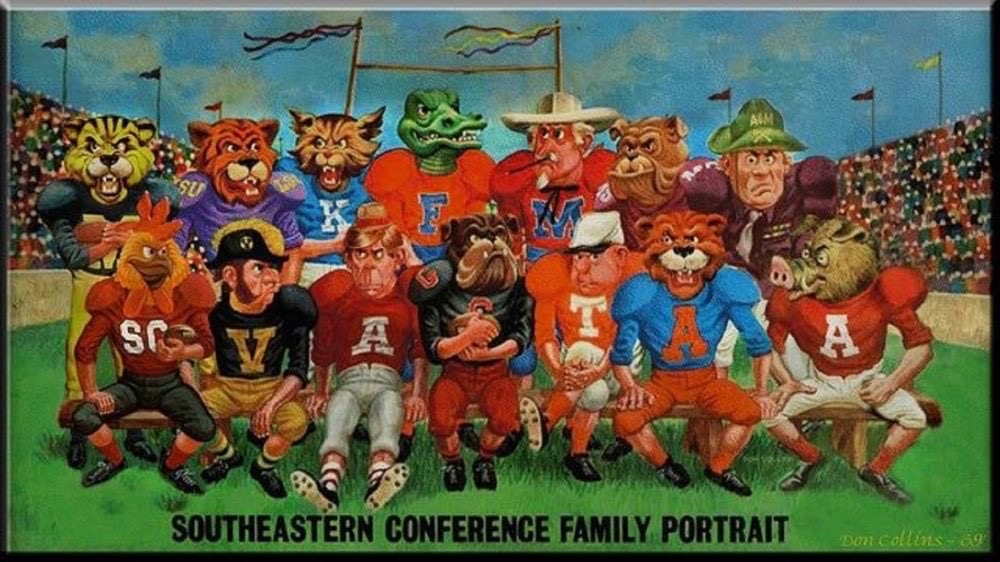 Southeastern Conference Family Portrait Football Cartoon Print